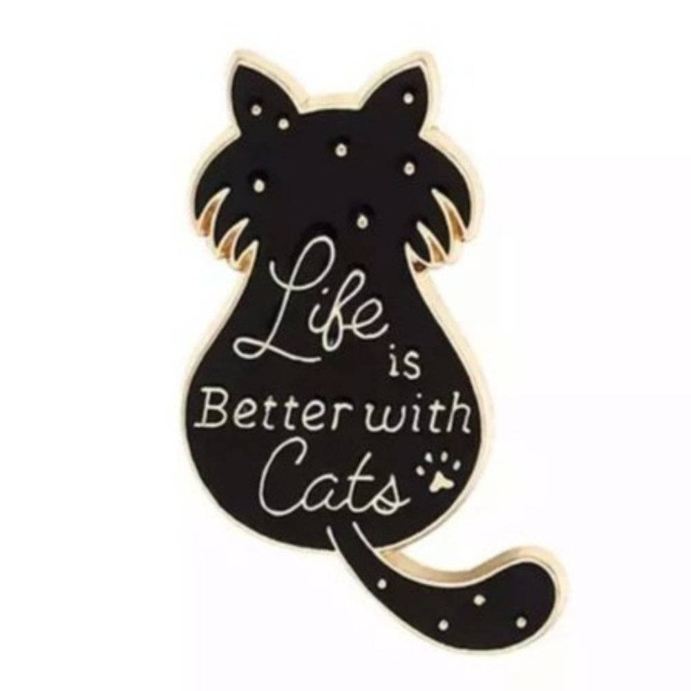 *50% OFF! Life is Better with Cats pin enamel flair pins Cat lady black kitten